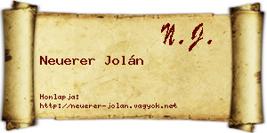 Neuerer Jolán névjegykártya